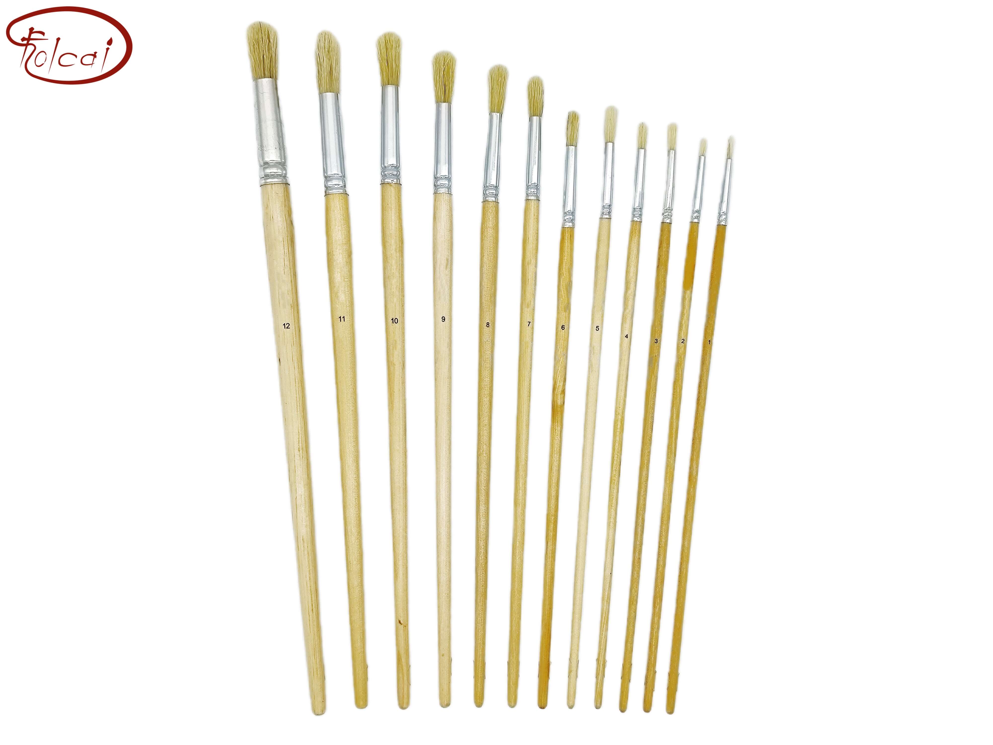 582 Round Hog Bristle Oil Paint Brushes Folcai Art Materials